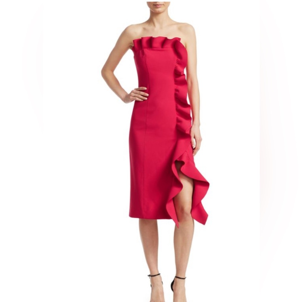 CINQ À SEPT Selma Strapless Ruffled Sheath Dress